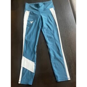 Under Armour Project Rock Teal Compression HeatGear Leggings Size SM
